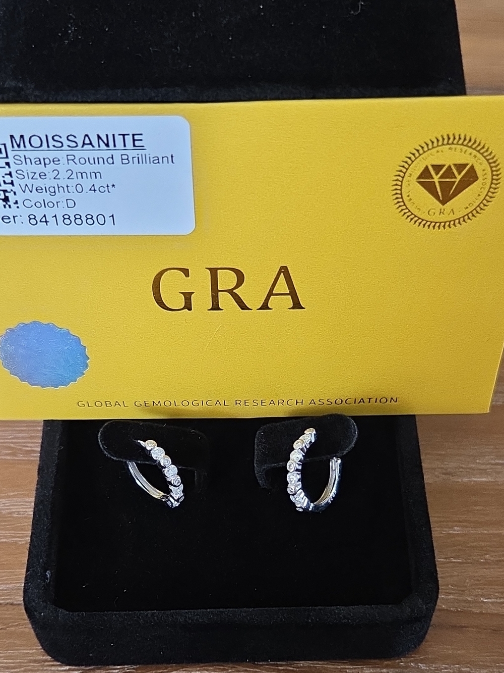 Silver Moissanite Huggie Earrings in White